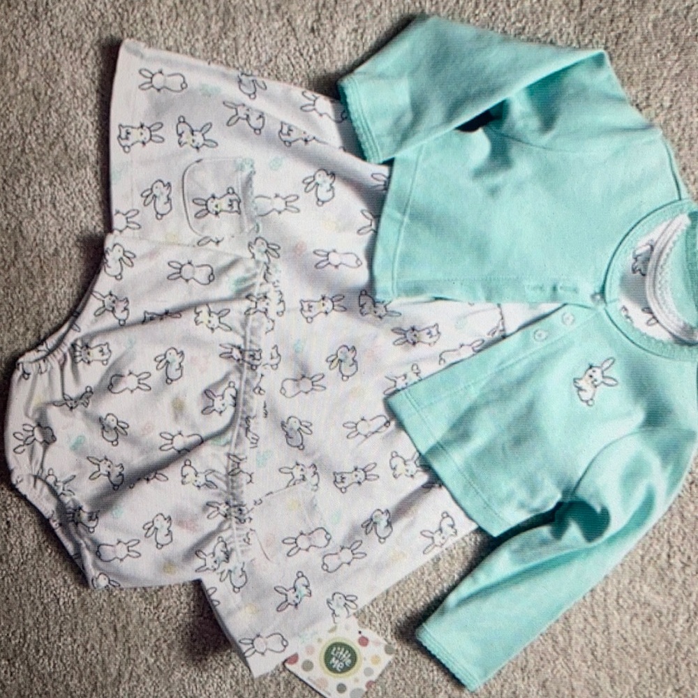 Little me Easter bunny dress mint jacket